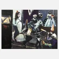 Jost Heyder, große figurative Szene, Acryl auf Hartfaserplatte