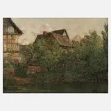 Wilhelm Kempin, Am Dorfteich, Öl auf Leinwand
