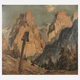 Albert Hanns Klingelhöffer-Hofmann, Drei Zinnen, Öl auf Malkarton
