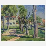 B. Lasse, Mediterrane Dorflandschaft, Öl auf Leinwand