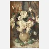 Jean Laudy, Weiße Rosen, Öl auf Sperrholz