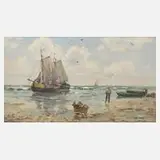 Franz Max Richter-Reich, Fischer am Strand, Öl auf Leinwand