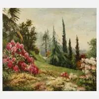 Siegfried Rochel, Sommerliche Parkanlage, Öl auf Leinwand