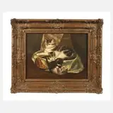 Henriëtte Ronner-Knip, Katze mit Jungen, Öl auf Holzplatte