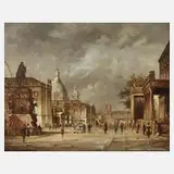 Heinz Scholtz, "Unter den Linden" Berlin, 1991, Öl auf Kupferblech