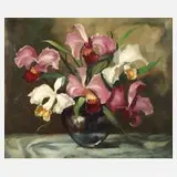Helmuth Andreas Volkwein, Orchideenstillleben, Öl auf Leinwand