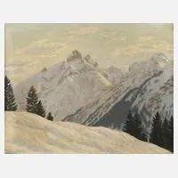 Alexander Weise, Wintertag in den Allgäuer Alpen, Öl auf Leinwand in pastoser Malweise