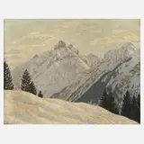 Alexander Weise, Wintertag in den Allgäuer Alpen, Öl auf Leinwand in pastoser Malweise