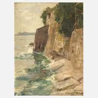 Albert Wenk, Steilküste, 1923, Öl auf strukturierter Malplatte