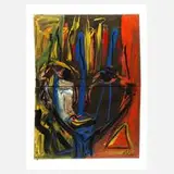 Peter Keil, Frauenportrait, Öl und Acryl auf aus zwei separaten