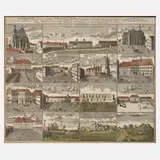 Johann Baptist Homann, Ansichtenblatt von Halle, Kupferstich auf Bütten