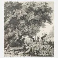 Franz Innocenz Josef Kobell, Bauer und Bäuerin an einem Fluss, 1769, Radierung