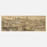 Michael Wolgemut, Ansicht von Prag, Holzschnitt auf Papier