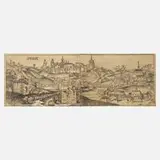 Michael Wolgemut, Ansicht von Prag, Holzschnitt auf Papier