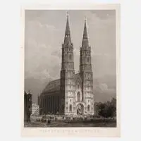 F. M. Kolb, Entwurf zur Frauenkirche in München, Stahlstich
