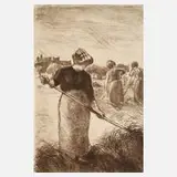 Camille Pissarro, "Les faneus", Radierung auf schwachem Bütten mit Wasserzeichen