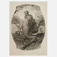 Wilhelm Woernle, "Engel des Lebens" nach Segantini, Radierung