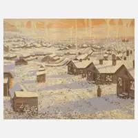 Viktor Böhm, Sibirischer Winter, Farbholzschnitt