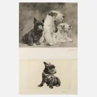 Curt Meyer-Eberhardt, Paar Hundedarstellungen, Radierungen auf Velin
