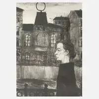 Arno Mohr, Helene Weigel vor dem Berliner Ensemble, Kreide