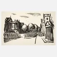 Arno Mohr, "Wachaufzug Unter den Linden", 1975, Tuschelithographie