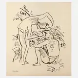 Max Pechstein, "Südsee-Frisieren", Lithographie
