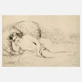 Pierre-Auguste Renoir, "Femme nue couchée", Radierung mit leichtem Plattenton auf schwachem Bütten mit Wasserzeichen "Van Gelder Zonen"