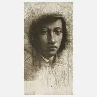 Michael Triegel, "Zu William Shakespeare I", Radierung und Mezzotinto mit schönem samtigen Plattenton
