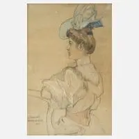 Bonhardt, Jugendstildame, 1905, Pastell auf getöntem Bütten