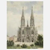 Erwin Pendl, Die Votivkirche in Wien, Aquarell