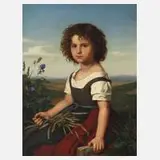 Ernst Fischer, Mädchen am Feldrand, 1871, Öl auf Leinwand