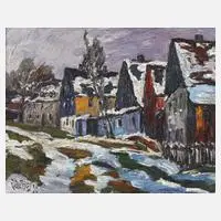 Fredo Bley, "Vogtländisches Dorf - Rotschau", Öl auf Hartfaserplatte