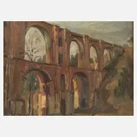 H. Hancke, "Elstertalbrücke", 1924, Öl auf Platte