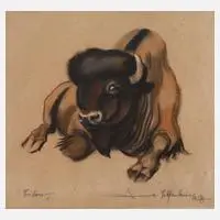 Walter Helfenbein, "Bison", 1928, Pastellkreiden