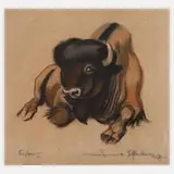 Walter Helfenbein, "Bison", 1928, Pastellkreiden