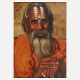 Manfred Leibl, Alter Hindu, 2008, Öl auf Malplatte