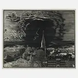 Wolfgang Mattheuer, Gewitter vor Schöneck, Holzschnitt auf Papier