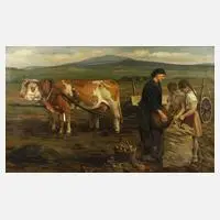 Rudolf Otto, "Kartoffelernte im Sudetengau" GDK 1942, Öl auf Leinwand