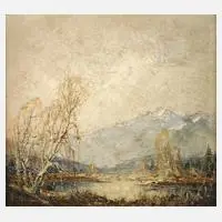 Adolf Schuhknecht, Alpenlandschaft, Öl auf Malplatte