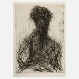 Max Uhlig, "Frauenbildnis mit aufgestütztem Hand", Radierung mit leichtem Plattenton