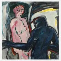 Jürgen Adler, "Paar II", 1989, Öl auf Hartfaserplatte