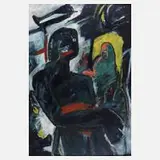 Jürgen Adler, "Begegnung", 1981, Öl auf Hartfaserplatte