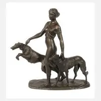 Rudolf Kaesbach, Diana mit Windhunden, Bronze