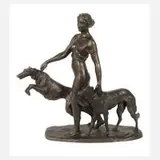 Rudolf Kaesbach, Diana mit Windhunden, Bronze