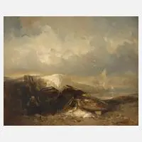 Charles Hoguet, Fischerboote am Strand, 1843, Öl auf Leinwand