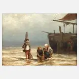 Jan Hermann Barend Koekkoek, Fischer am Strand, Öl auf Leinwand