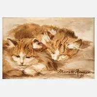 Henriëtte Ronner-Knip, Schlafende Katzen, Öl auf Holzplatte