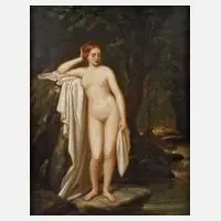 Engelbert Seibertz, Sinnender Akt am Wasser, 1864, Öl auf Leinwand
