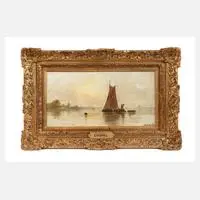 E. Wippel, Abend am Meer, Öl auf Leinwand