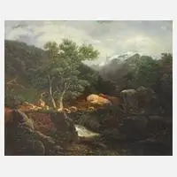 Wilhem Zobus, Jäger im Gebirge, Öl auf Leinwand